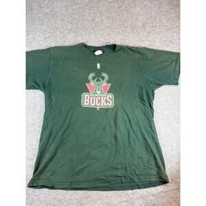 VTG 90s Milwaukee Bucks NBA Shirt Mens Large Green Basketball Graphic Tee Merch